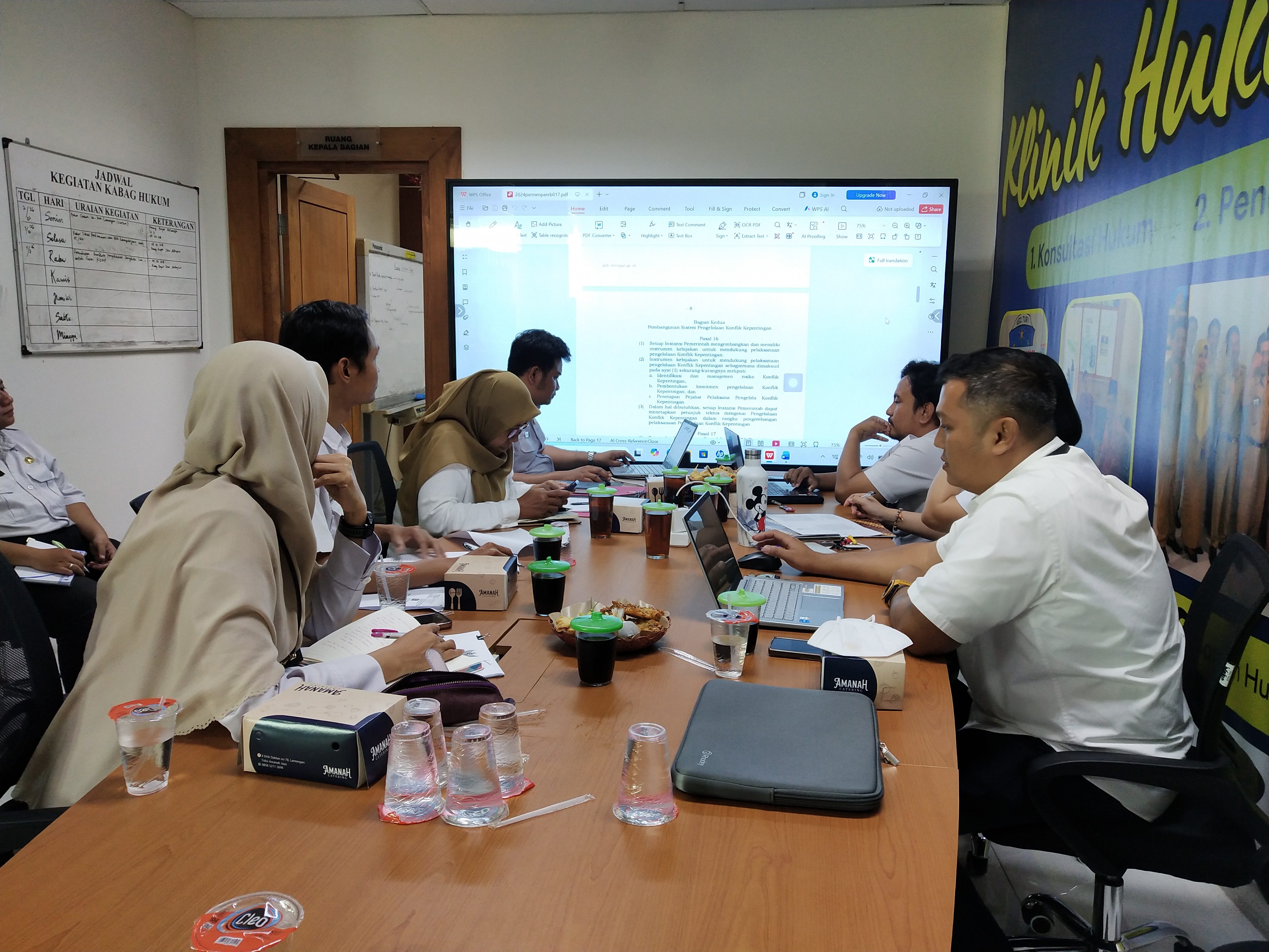 Bagian Hukum Setda Kabupaten Lamongan Fasilitasi Rapat Pengharmonisasian Tiga Rancangan Peraturan Bupati Bersama Kanwil Kementerian Hukum Jawa Timur